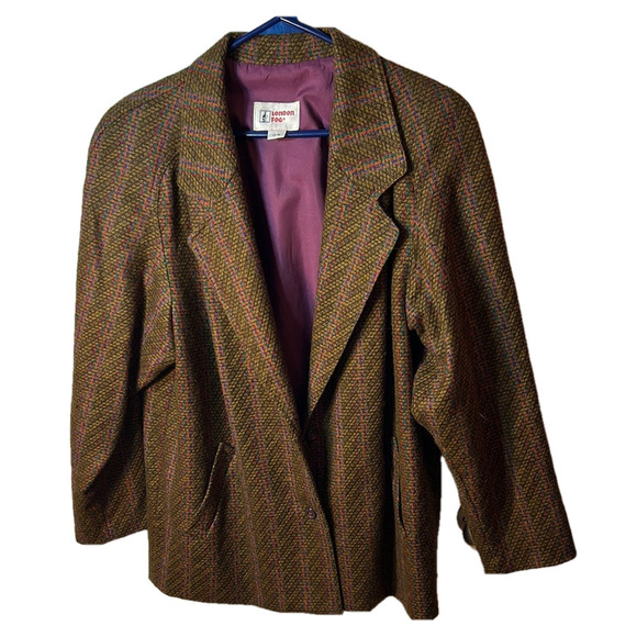 London fog multicoloured Women's Brown Wool Blazer Jacket size 12 M - Picture 3 of 7